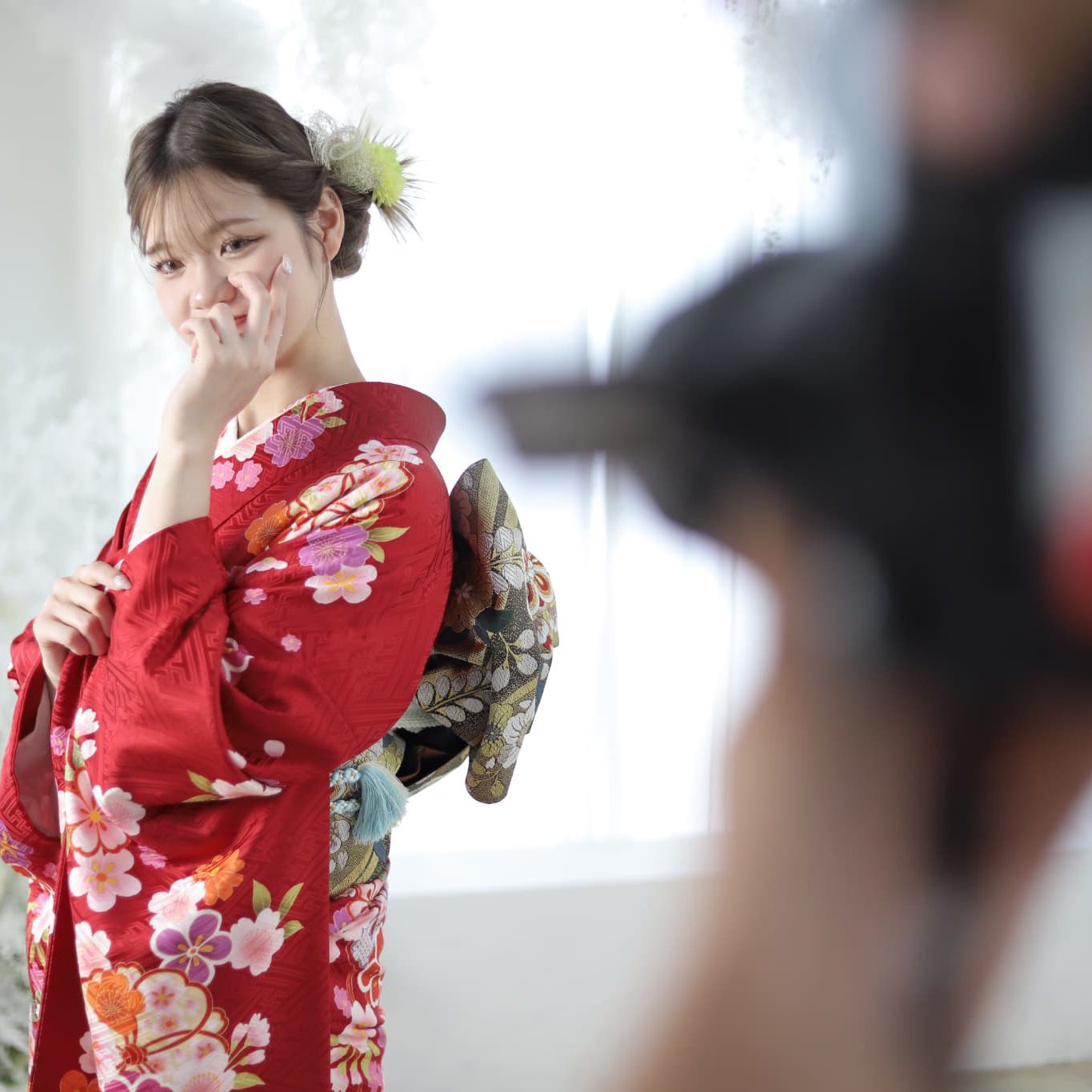 奈良市・生駒市・精華町の成人式_フォトスタジオワタナベ(渡辺写真館)_振袖_スタジオ撮影_撮影風景_写真